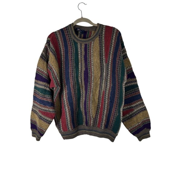 Vintage 90s Cotton Traders COOGI Style 3D Textured Sweater Men’s M Biggie Wool - Picture 1 of 15